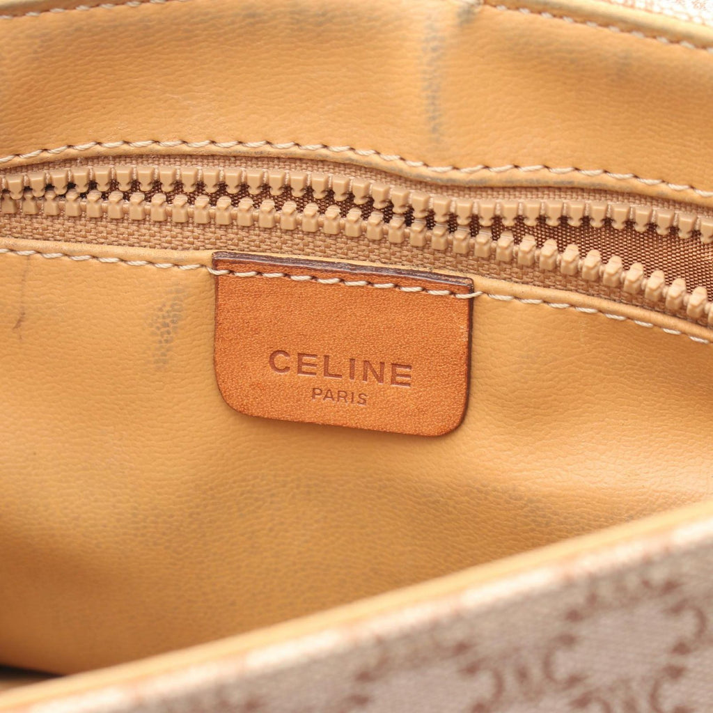 Celine Shoulder Bag Triomphe Beige Brown Canvas Leather Madakam — view 4