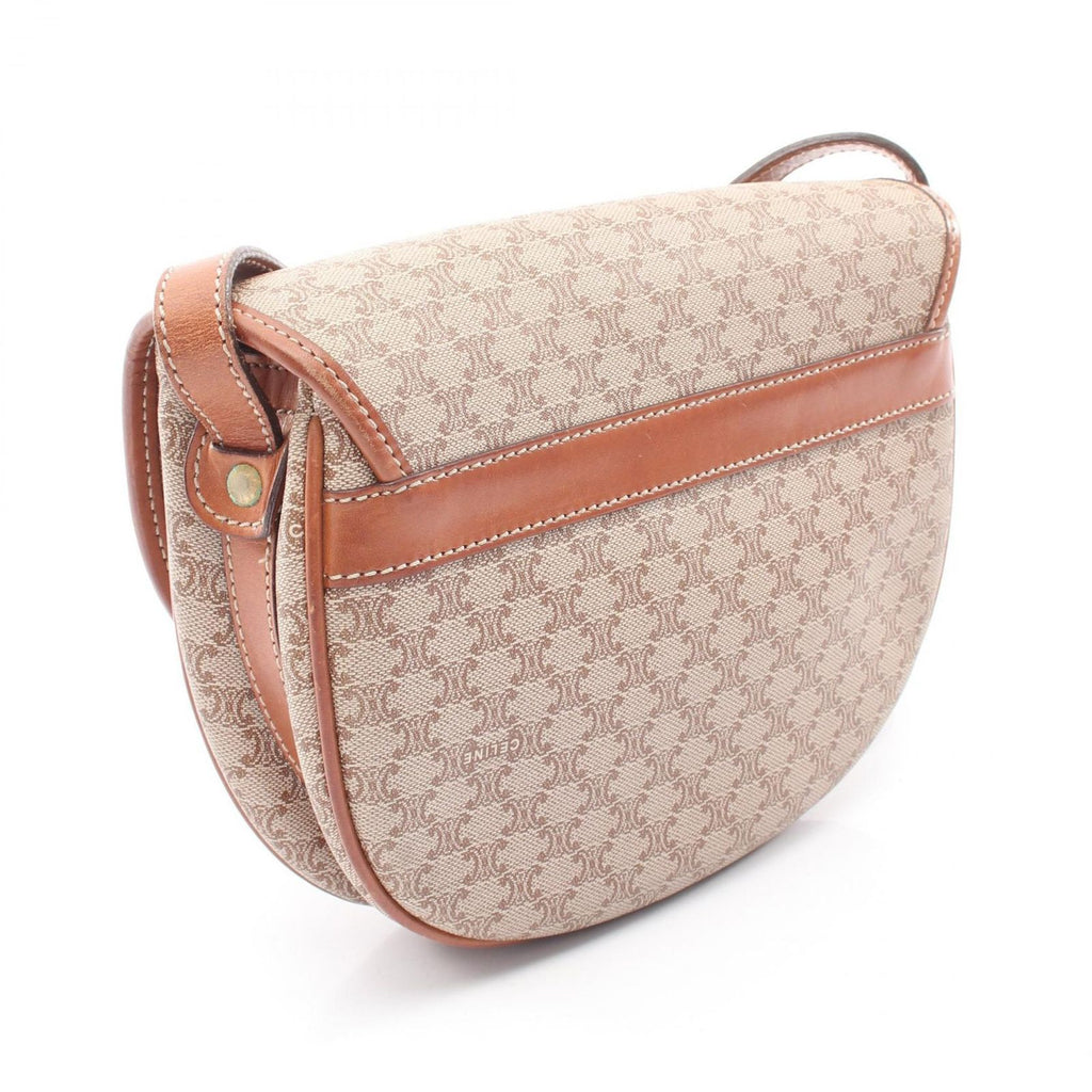 Celine Shoulder Bag Triomphe Beige Brown Canvas Leather Madakam — view 2