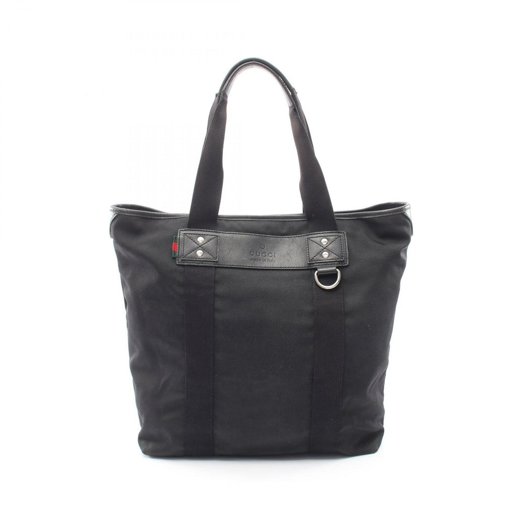 Gucci Tote Sherry Line Black Canvas Leather