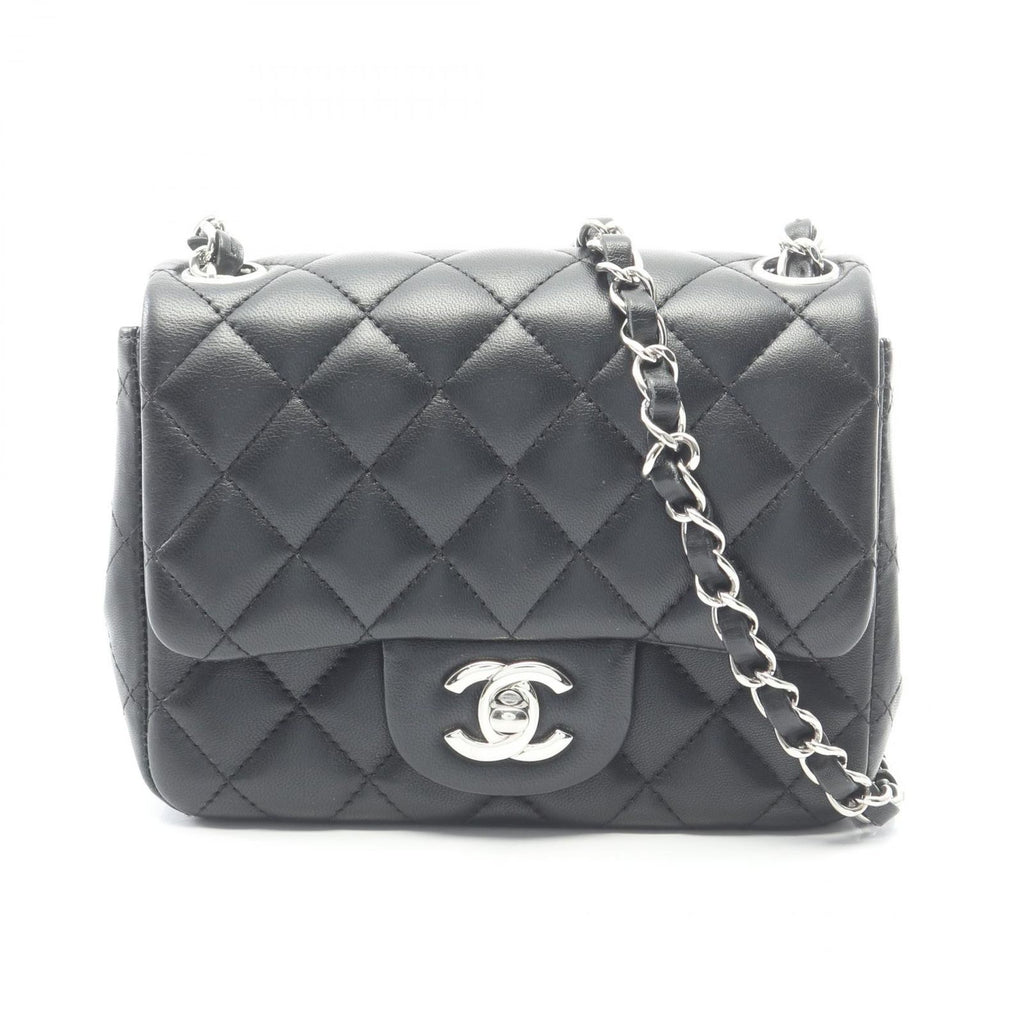 Chanel Shoulder Bag Mini Quilted Black Lambskin Chain