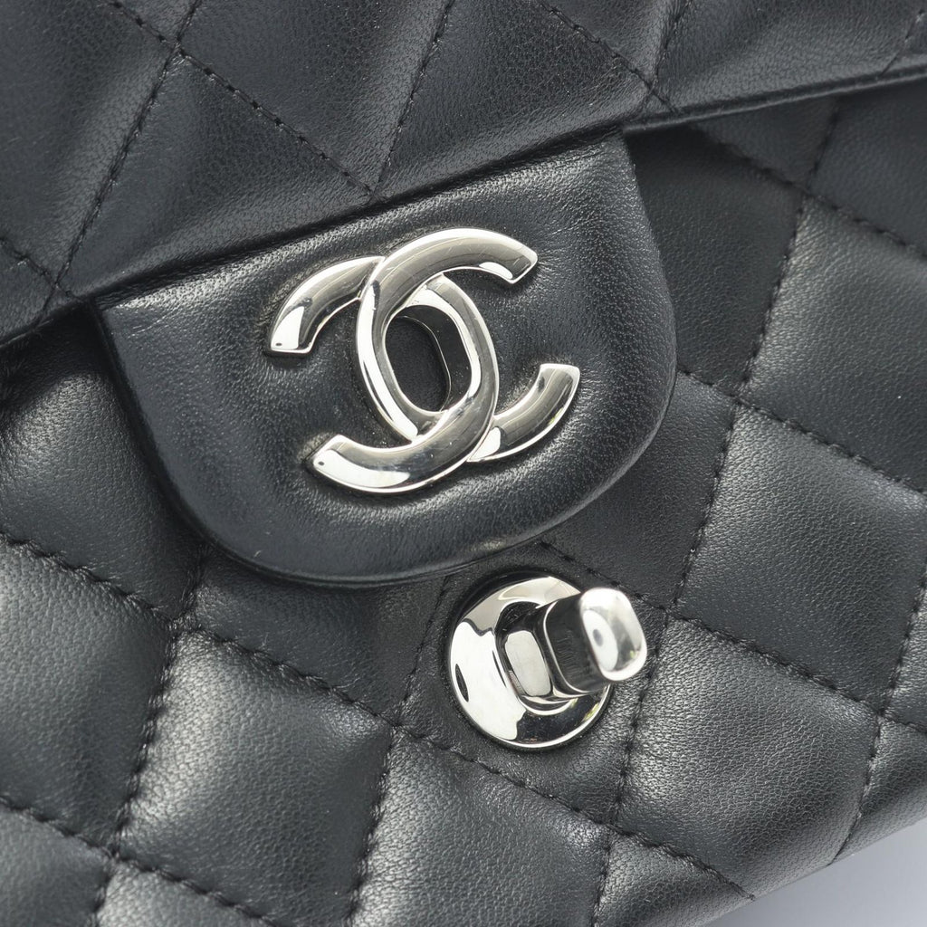 Chanel Shoulder Bag Mini Quilted Black Lambskin Chain — view 9