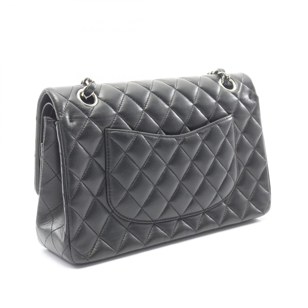 Chanel Shoulder Bag Quilted Double Flap Black Lambskin Chain — view 2