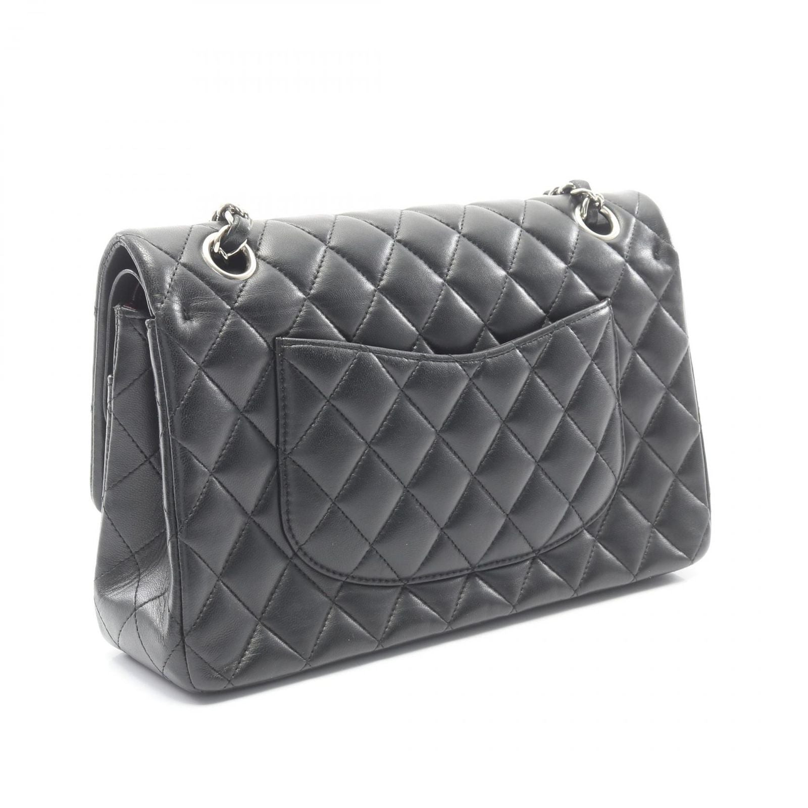 Chanel Shoulder Bag Quilted Double Flap Black Lambskin Chain — view 2