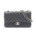 Chanel Shoulder Bag Quilted Double Flap Black Lambskin Chain
