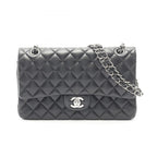 Chanel Shoulder Bag Quilted Double Flap Black Lambskin Chain