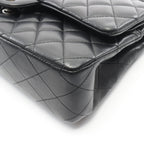 Chanel Shoulder Bag Quilted Double Flap Black Lambskin Chain — view 8