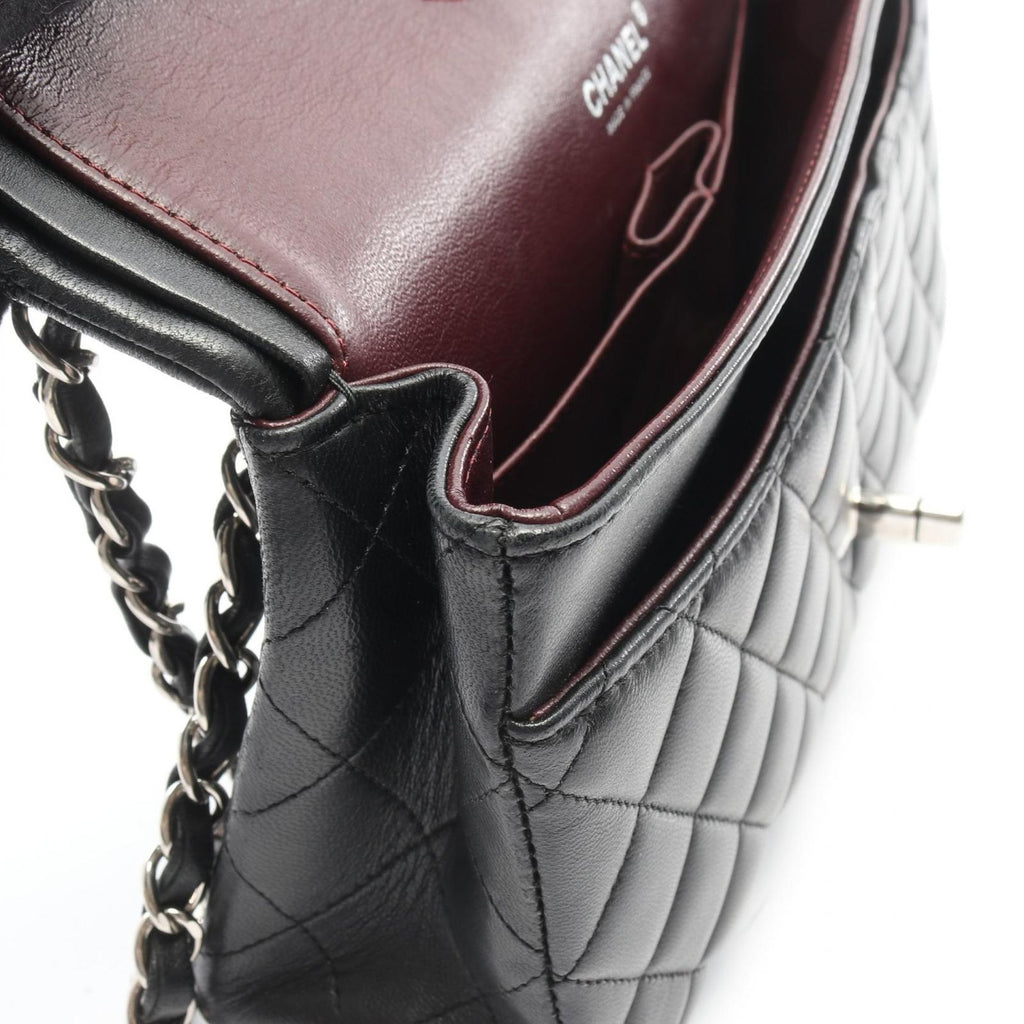 Chanel Shoulder Bag Quilted Double Flap Black Lambskin Chain — view 7