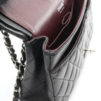 Chanel Shoulder Bag Quilted Double Flap Black Lambskin Chain — view 7