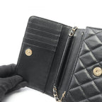 Chanel Shoulder Bag Quilted Mini Black Caviar Leather Chain Wallet — view 6