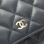 Chanel Shoulder Bag Quilted Mini Black Caviar Leather Chain Wallet — view 8