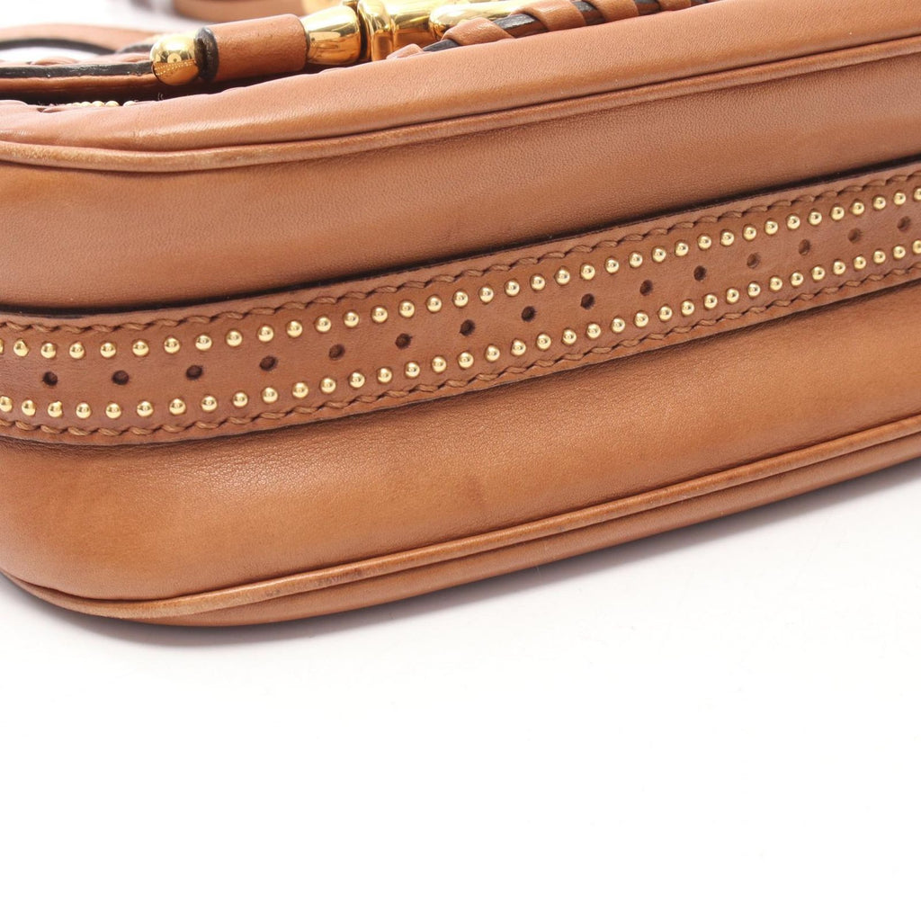 Gucci Shoulder Bag Bamboo Snuffle Bit Tassel Brown Leather — view 5