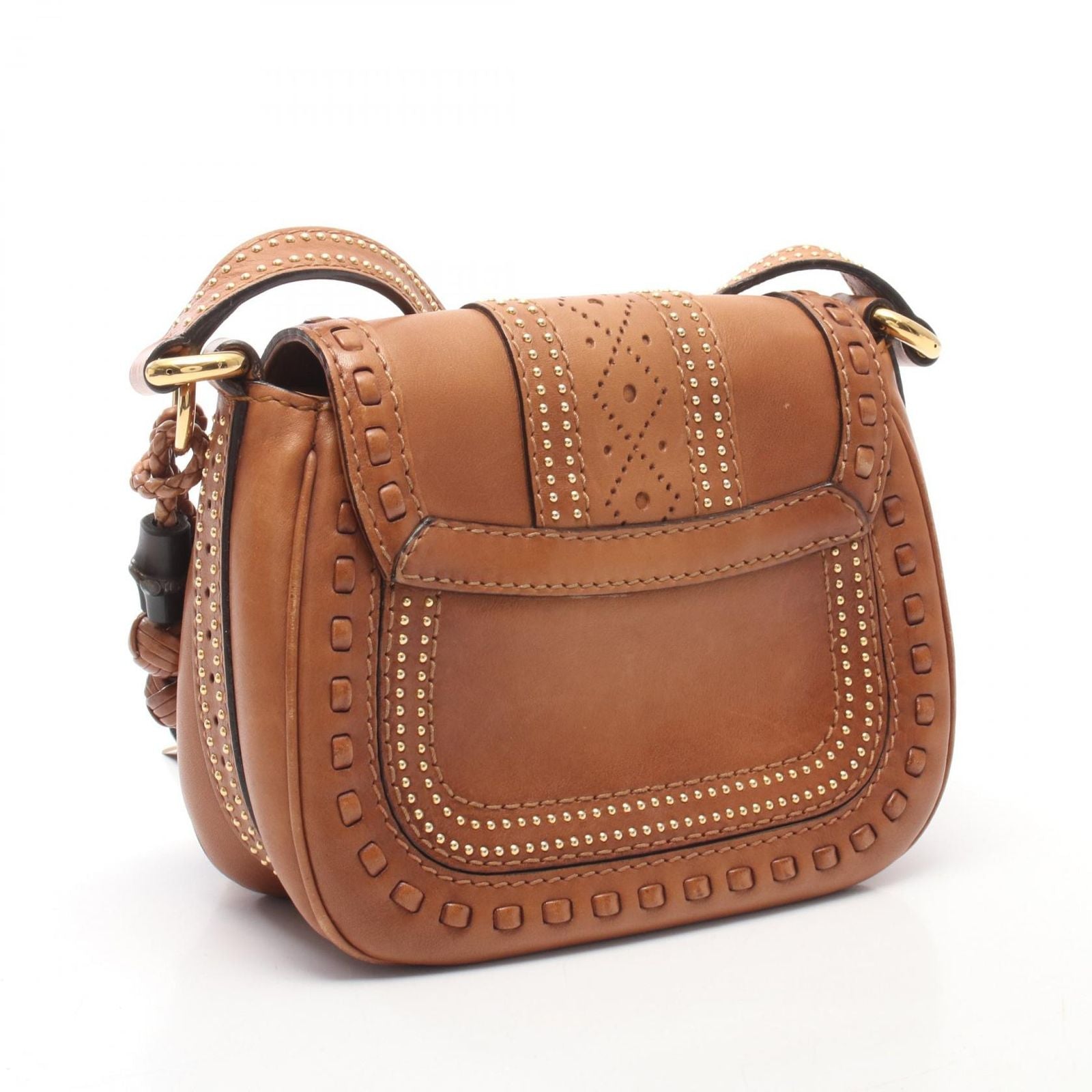 Gucci Shoulder Bag Bamboo Snuffle Bit Tassel Brown Leather — view 2