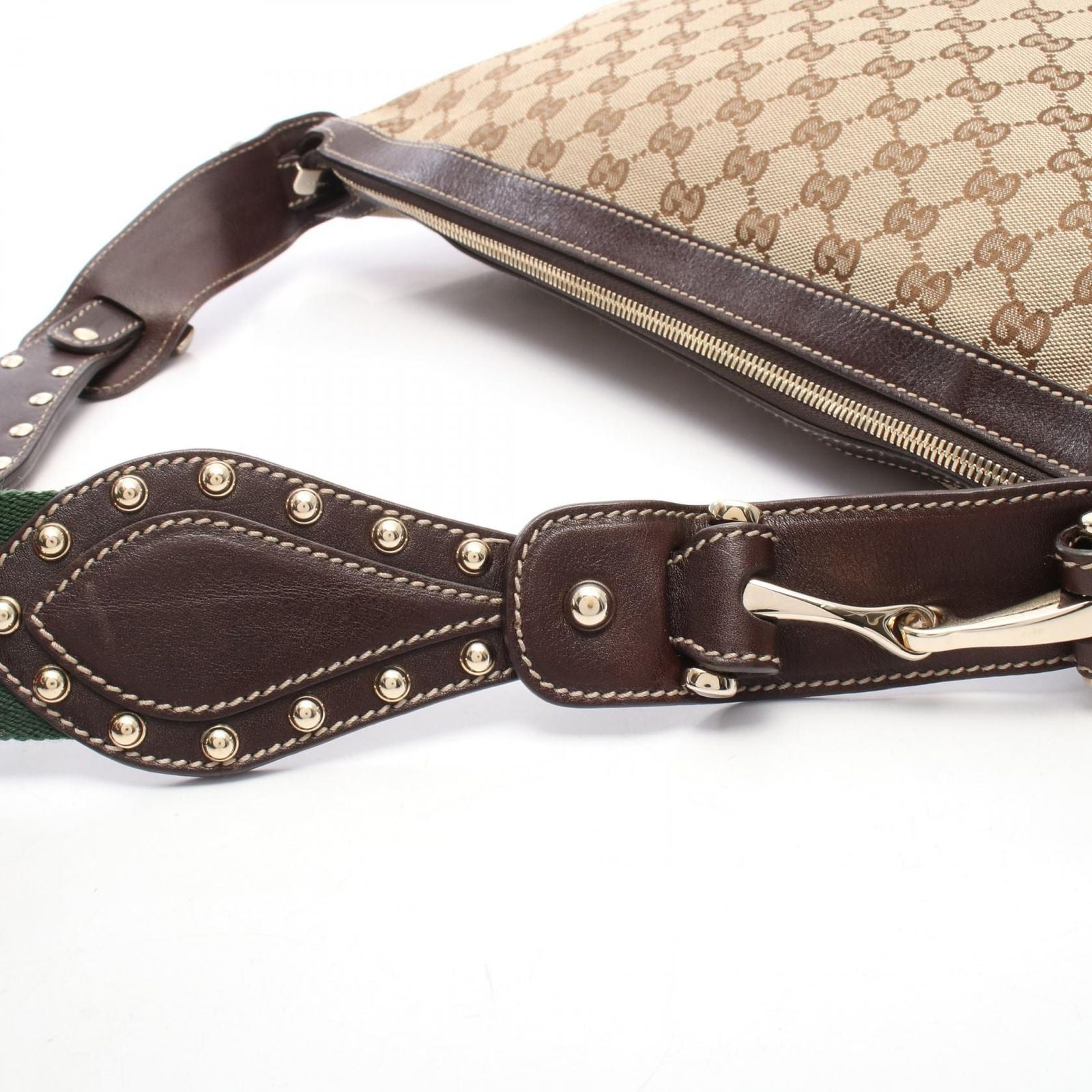 Gucci Shoulder Bag GG Canvas Sherry Line Studs Beige Brown — view 5