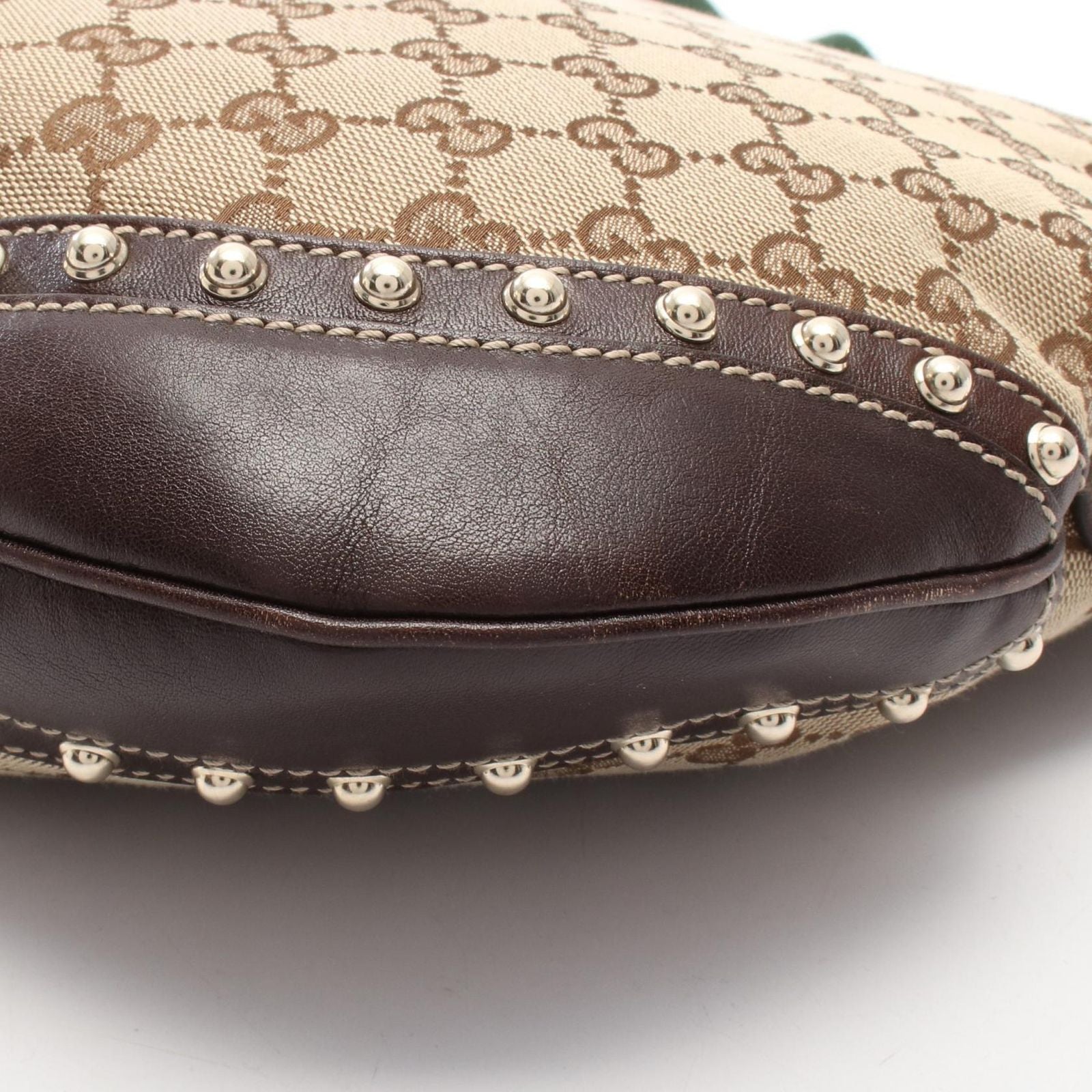Gucci Shoulder Bag GG Canvas Sherry Line Studs Beige Brown — view 6