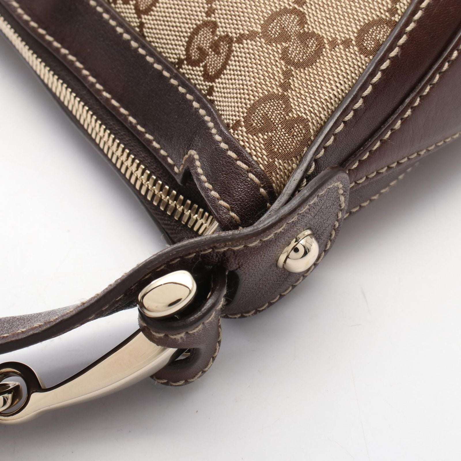 Gucci Shoulder Bag GG Canvas Sherry Line Studs Beige Brown — view 7