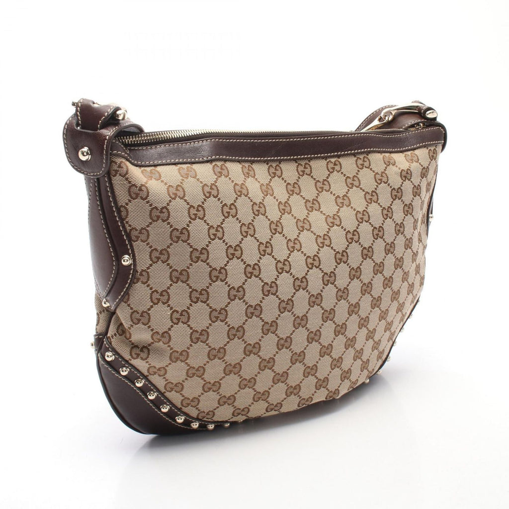 Gucci Shoulder Bag GG Canvas Sherry Line Studs Beige Brown — view 2