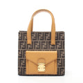 Fendi Handbag Zucca Brown Yellow Canvas Leather