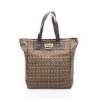 Fendi Tote Zucchino Beige Canvas Leather