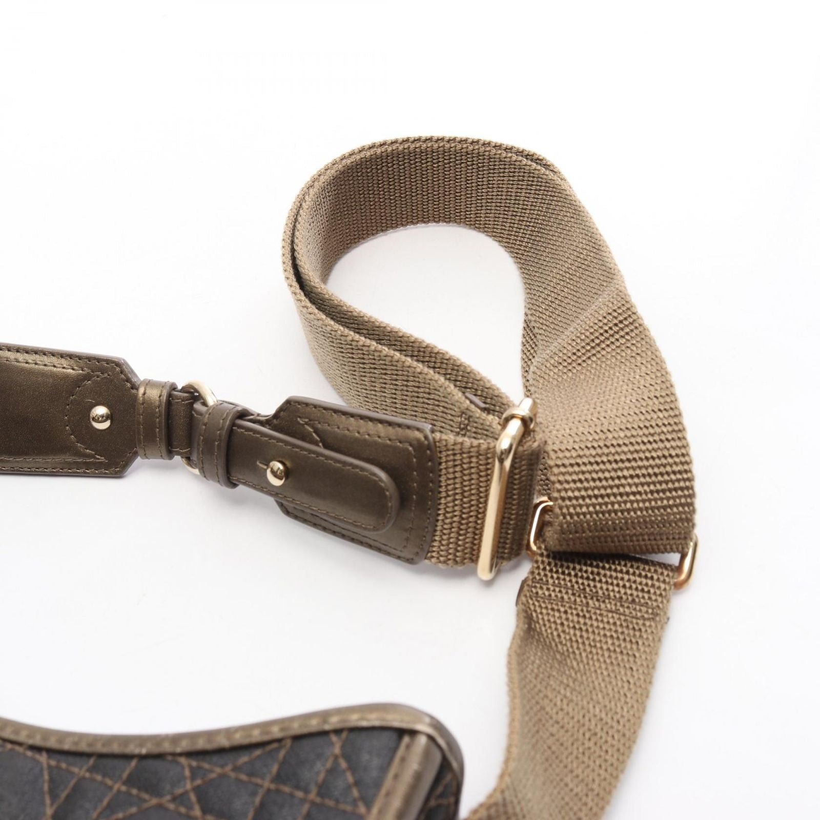 Dior Shoulder Bag Cannage Dark Brown Gold Canvas Leather — view 9