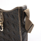Dior Shoulder Bag Cannage Dark Brown Gold Canvas Leather — view 7