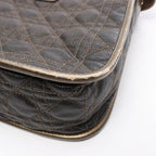 Dior Shoulder Bag Cannage Dark Brown Gold Canvas Leather — view 5