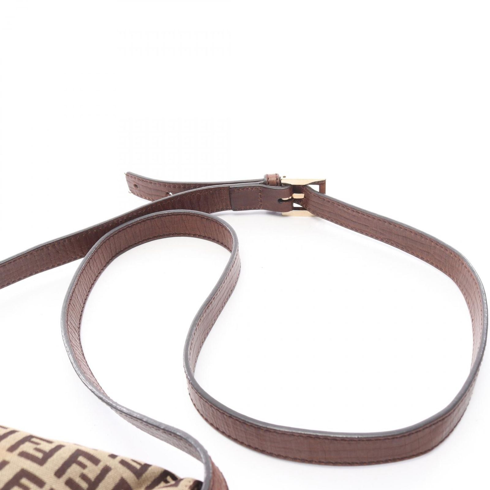 Fendi Shoulder Bag Zucchino Beige Brown Canvas Leather — view 8