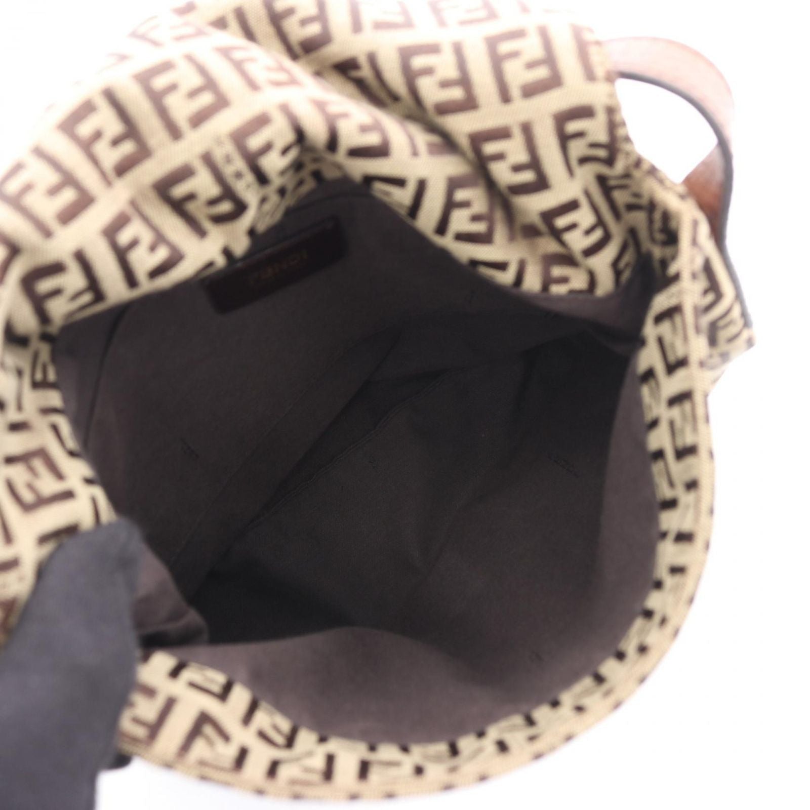 Fendi Shoulder Bag Zucchino Beige Brown Canvas Leather — view 3