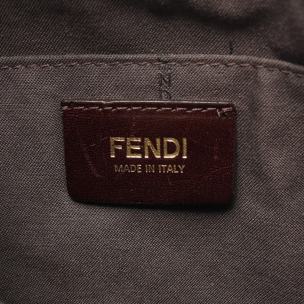 Fendi Shoulder Bag Zucchino Beige Brown Canvas Leather — view 4