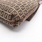 Fendi Shoulder Bag Zucchino Beige Brown Canvas Leather — view 5