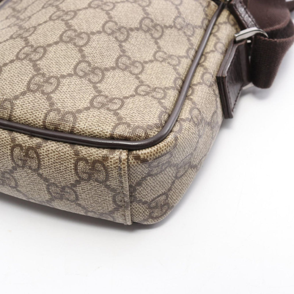 Gucci Shoulder Bag GG Supreme Beige Dark Brown Canvas Leather — view 5