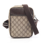 Gucci Shoulder Bag GG Supreme Beige Dark Brown Canvas Leather