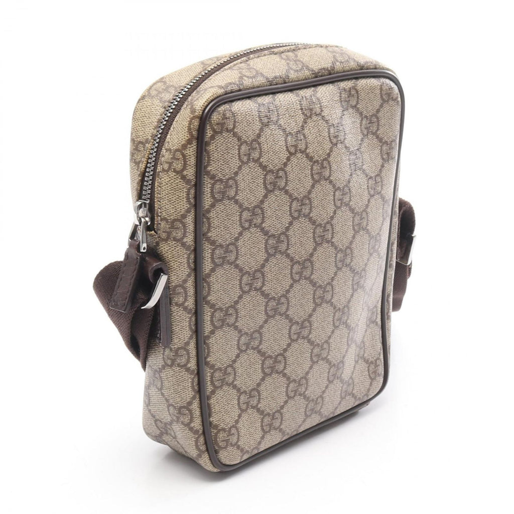 Gucci Shoulder Bag GG Supreme Beige Dark Brown Canvas Leather — view 2