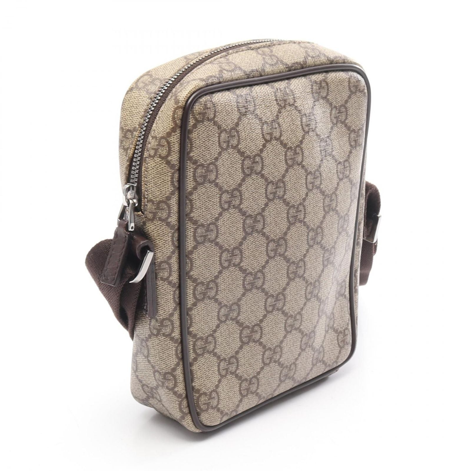Gucci Shoulder Bag GG Supreme Beige Dark Brown Canvas Leather — view 2