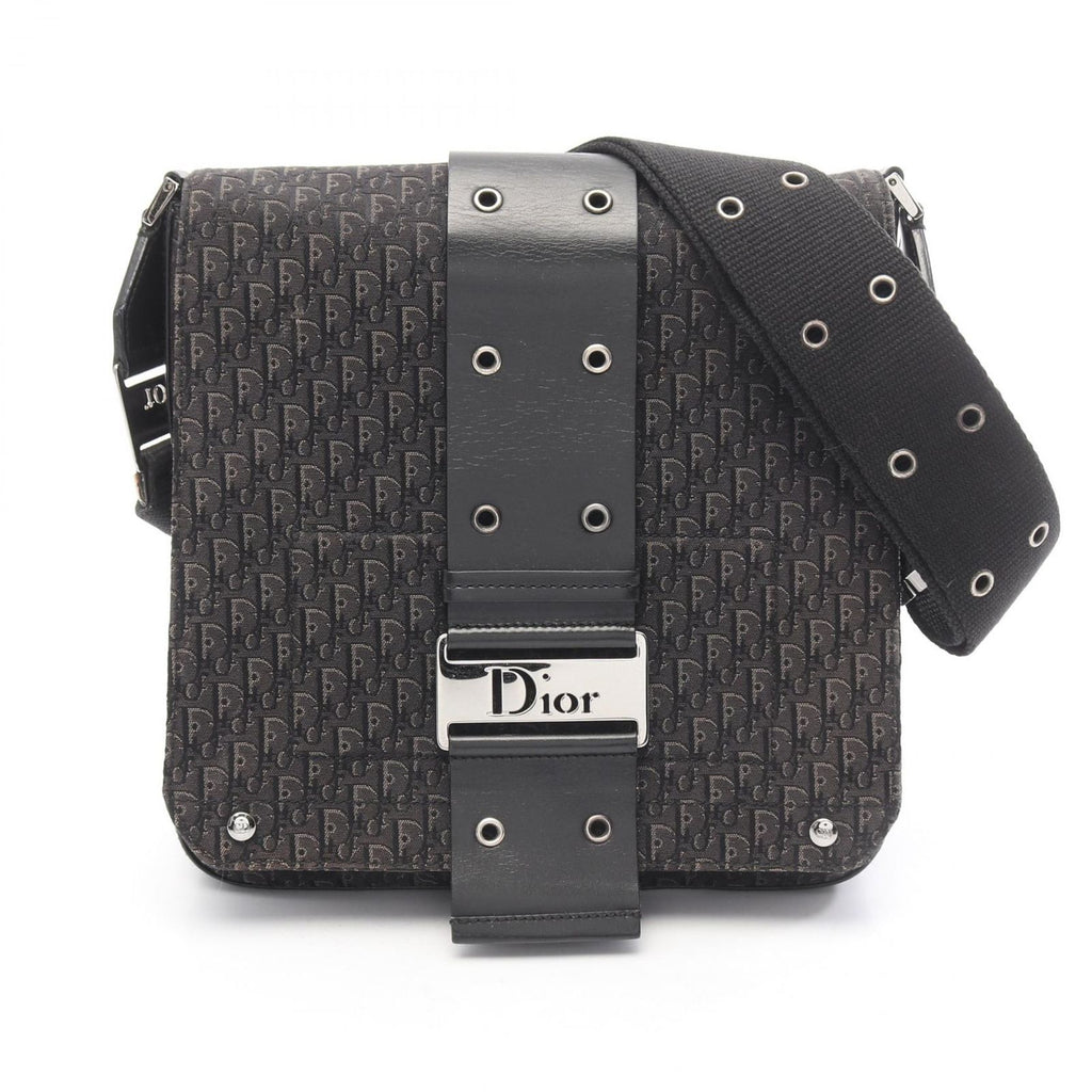 Dior Shoulder Bag Street Chic Trotter Black Canvas Leather