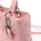 Dior Handbag Lady Dior 2-Way Pink Leather Cannage Tote — view 9