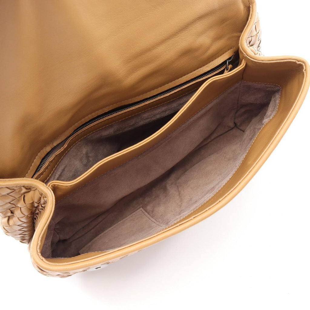 Bottega Veneta Shoulder Bag Olympia Intrecciato Brown Leather Chain — view 3