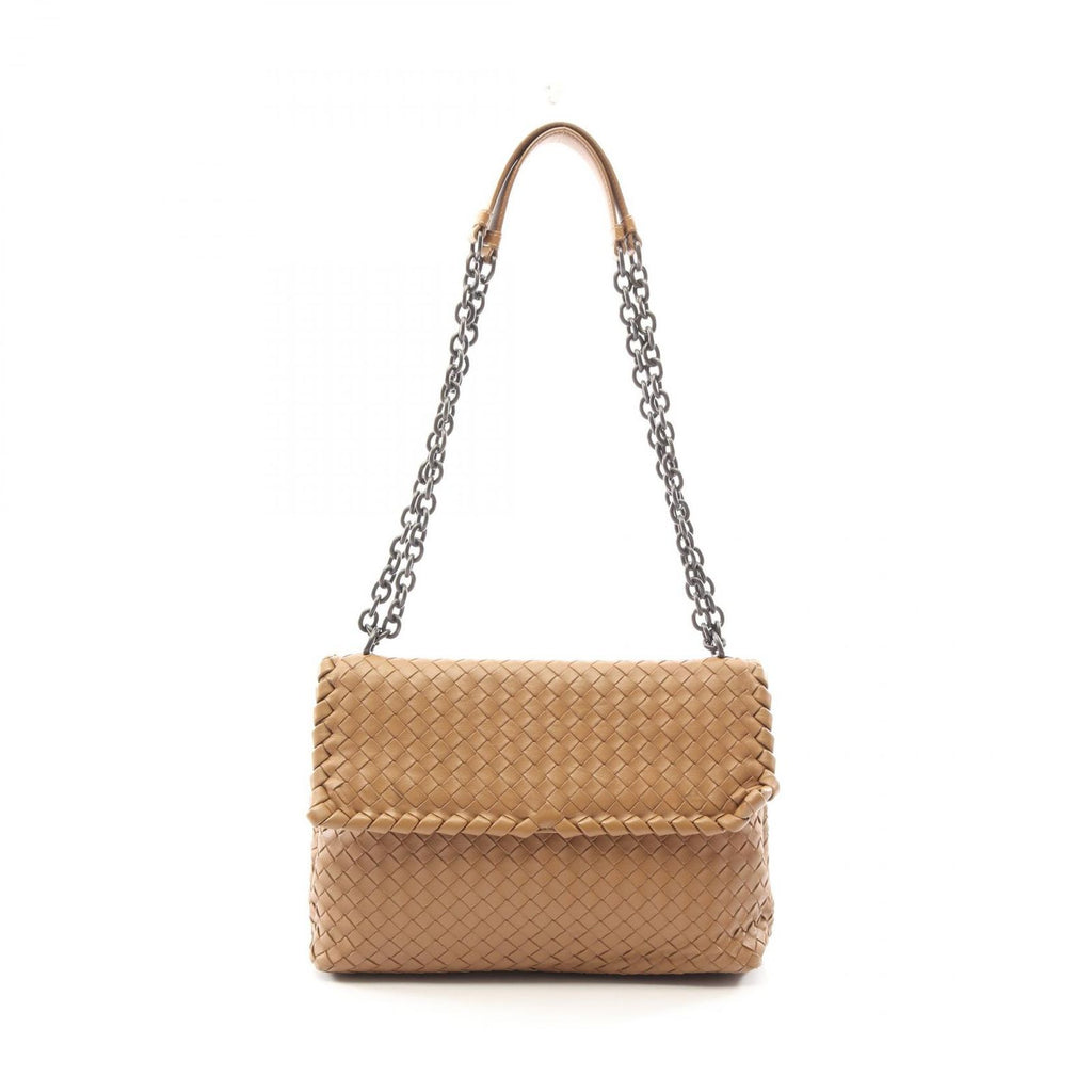 Bottega Veneta Shoulder Bag Olympia Intrecciato Brown Leather Chain