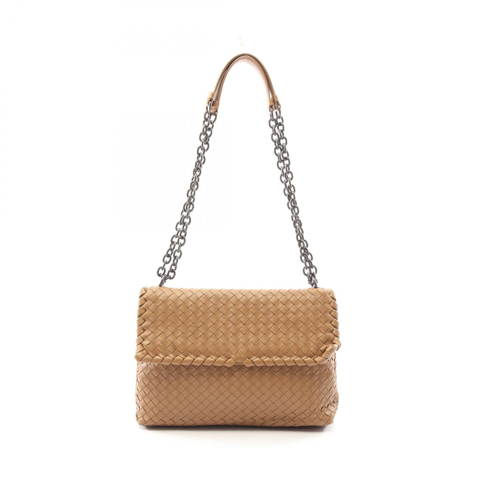 Bottega Veneta Shoulder Bag Olympia Intrecciato Brown Leather Chain