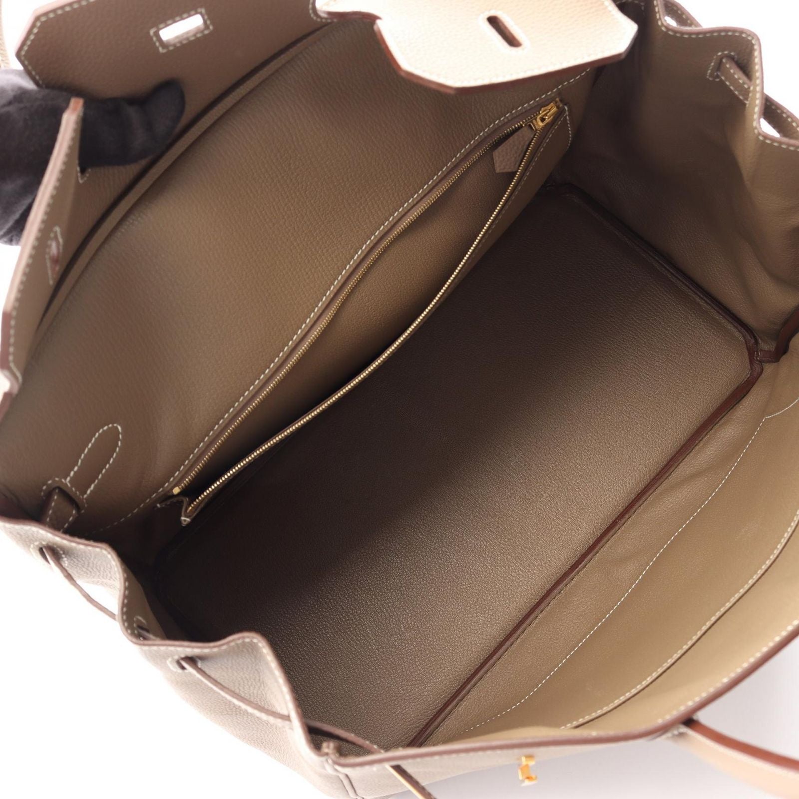 Hermes Handbag Birkin 40 Etoupe Leather Calf — view 3