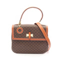 Celine Handbag Macadam 2-Way Dark Brown Canvas Leather Top Handle