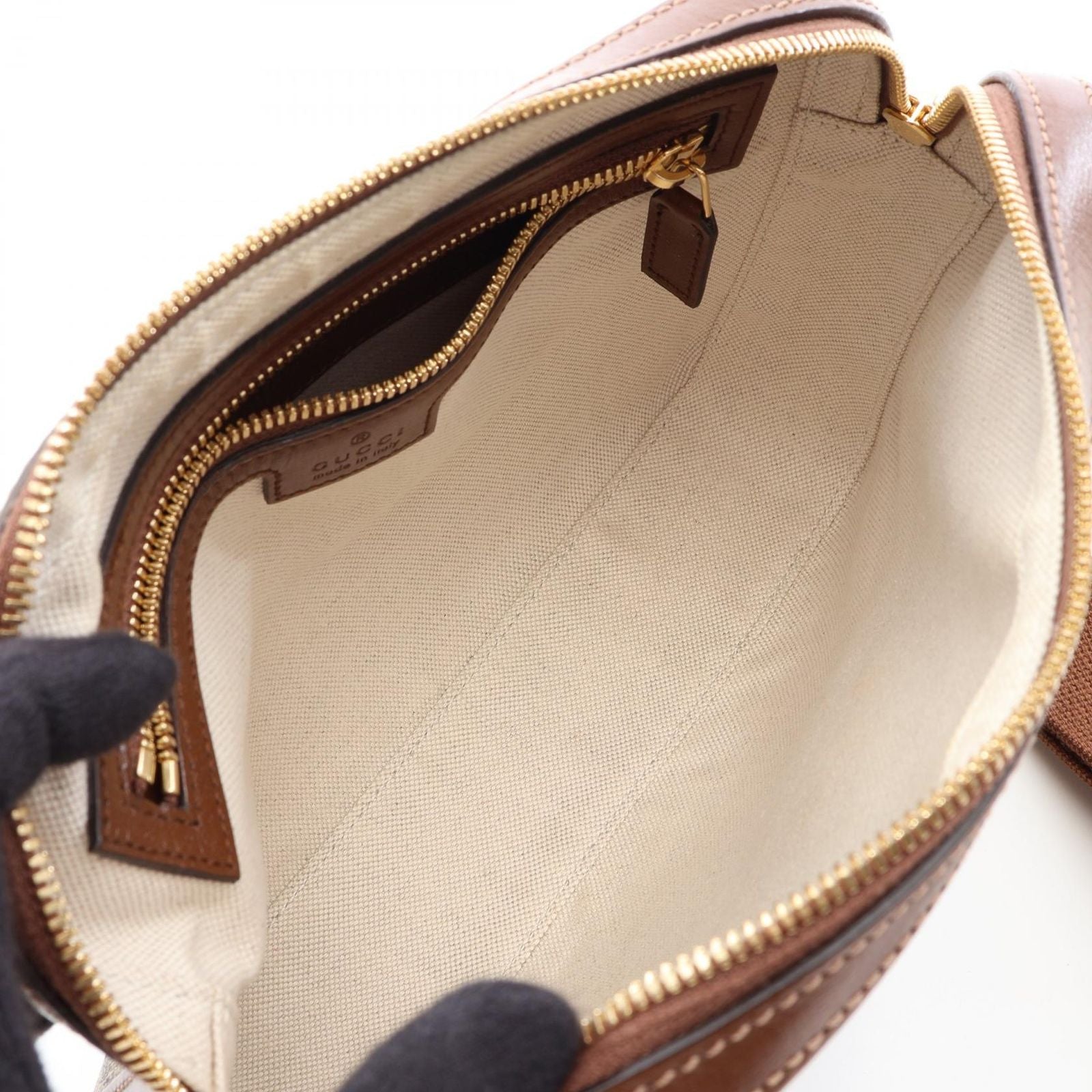 Gucci Shoulder Bag Jumbo GG Beige Brown Canvas Leather Interlocking — view 3