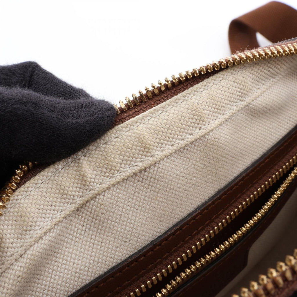 Gucci Shoulder Bag Jumbo GG Beige Brown Canvas Leather Interlocking — view 9