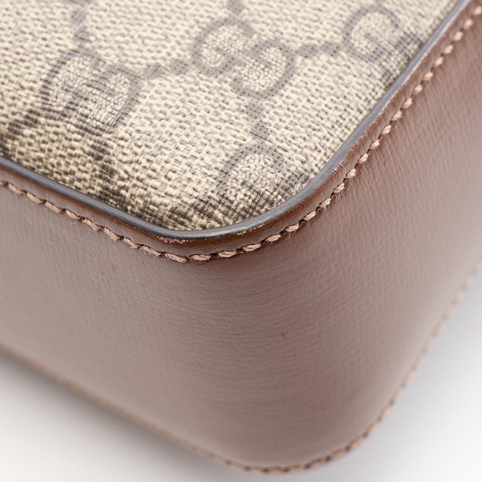 Gucci Shoulder Bag Jumbo GG Beige Brown Canvas Leather Interlocking — view 6