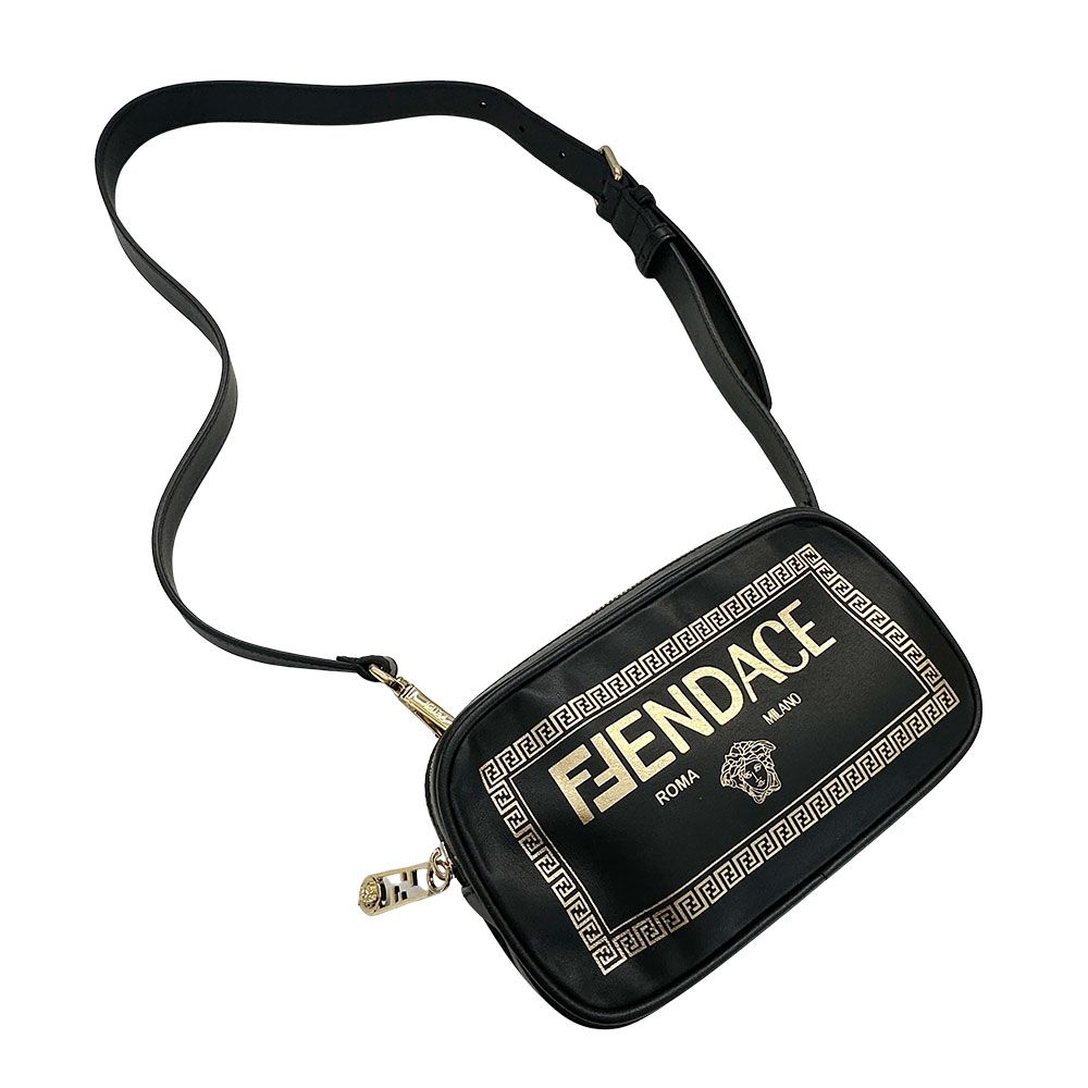 Fendi Shoulder Bag Leather Fender Che Black Crossbody Compact — view 8