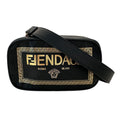 Fendi Shoulder Bag Leather Fender Che Black Crossbody Compact