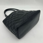Chanel Quilted Caviar Leather Reissue Tote Shoulder Bag CC Logo Black Gold — view 6