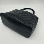 Chanel Quilted Caviar Leather Reissue Tote Shoulder Bag CC Logo Black Gold — view 9