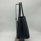 Chanel Quilted Caviar Leather Reissue Tote Shoulder Bag CC Logo Black Gold — view 3