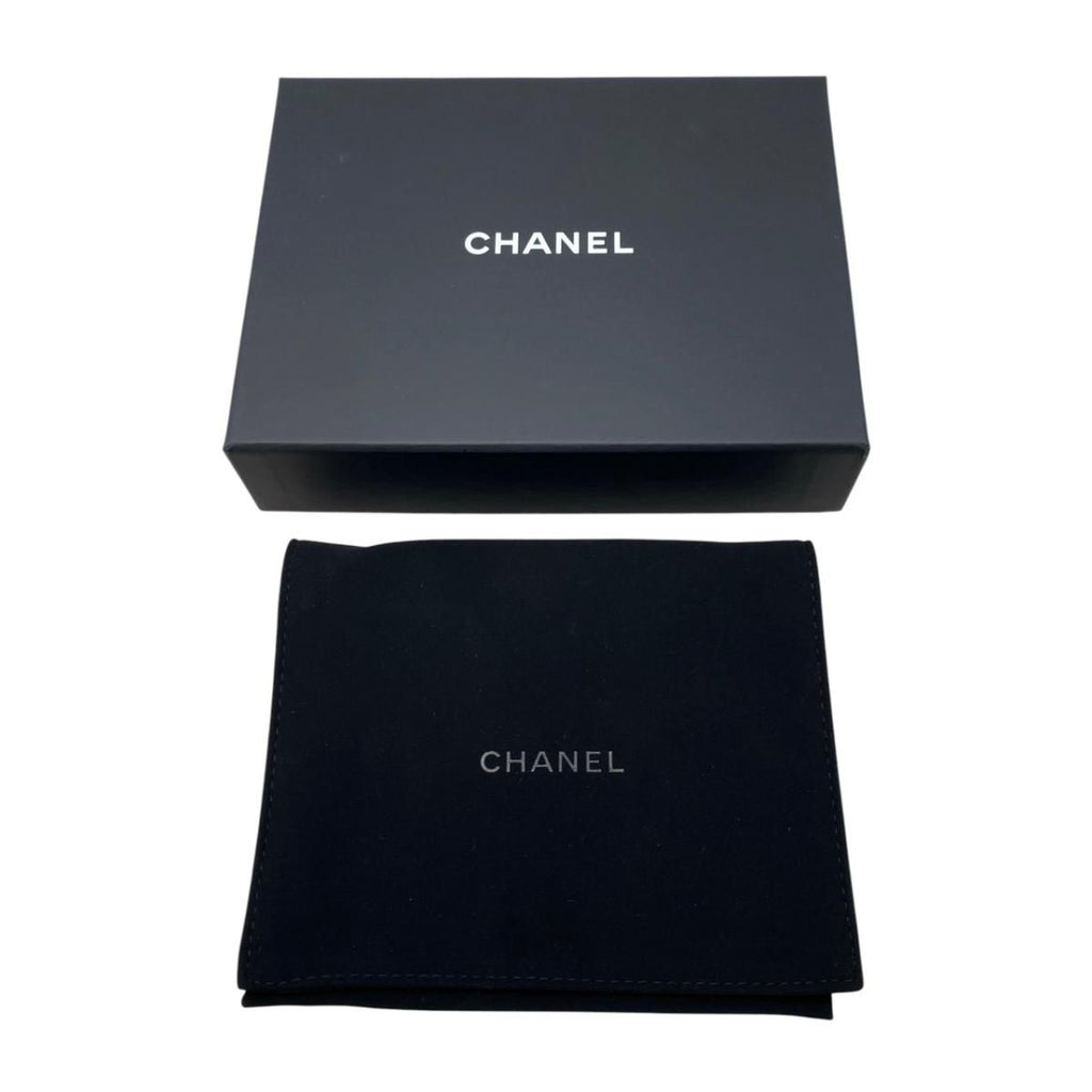 Chanel Card Case Coin Purse Quilted CC Logo Caviar Leather Black Gold — view 8