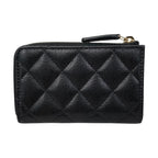 Chanel Card Case Coin Purse Quilted CC Logo Caviar Leather Black Gold — view 2